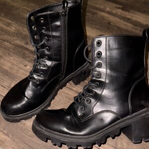 Black Lace-Up Combat Boots